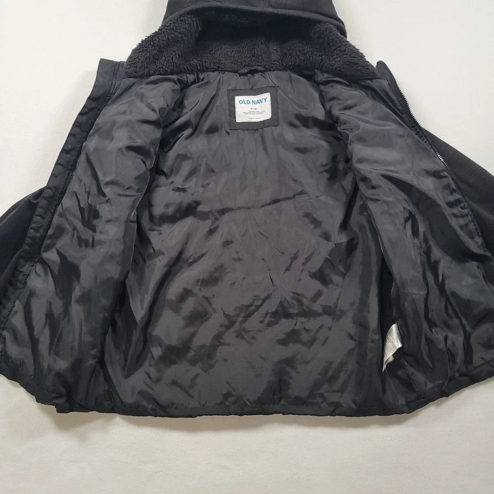 Old Navy‎ Boys Hybrid Frost-Free Puffer Jacket M 8 Black Hooded Fleece